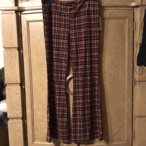 Stretch, Plaid, Flare Bottom Pants